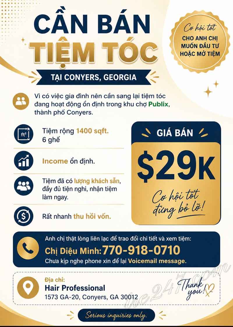 Sang Tiệm Tóc Ở Conyers, Georgia - Income Tốt